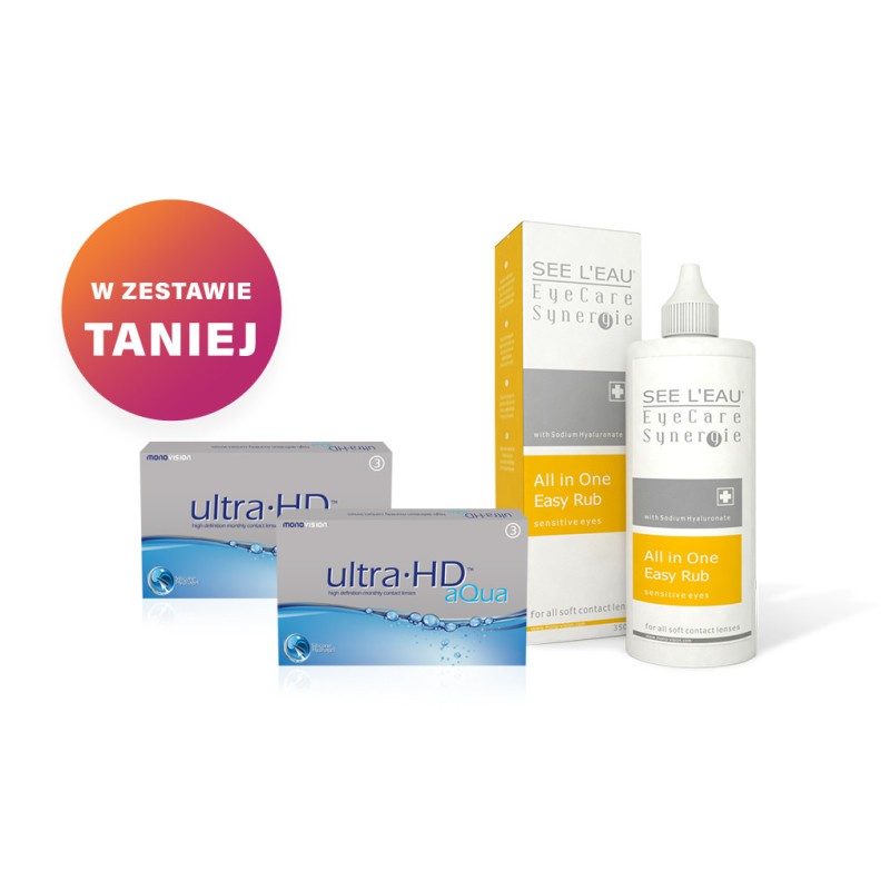 Zestaw 2x Ultra HD™ Aqua - 3 soczewki + SEE L'EAU EyeCare Synergie 350ml Zestaw 2x Ultra HD™ Aqua - 3 soczewki + SEE L'EAU EyeCare Synergie 350ml