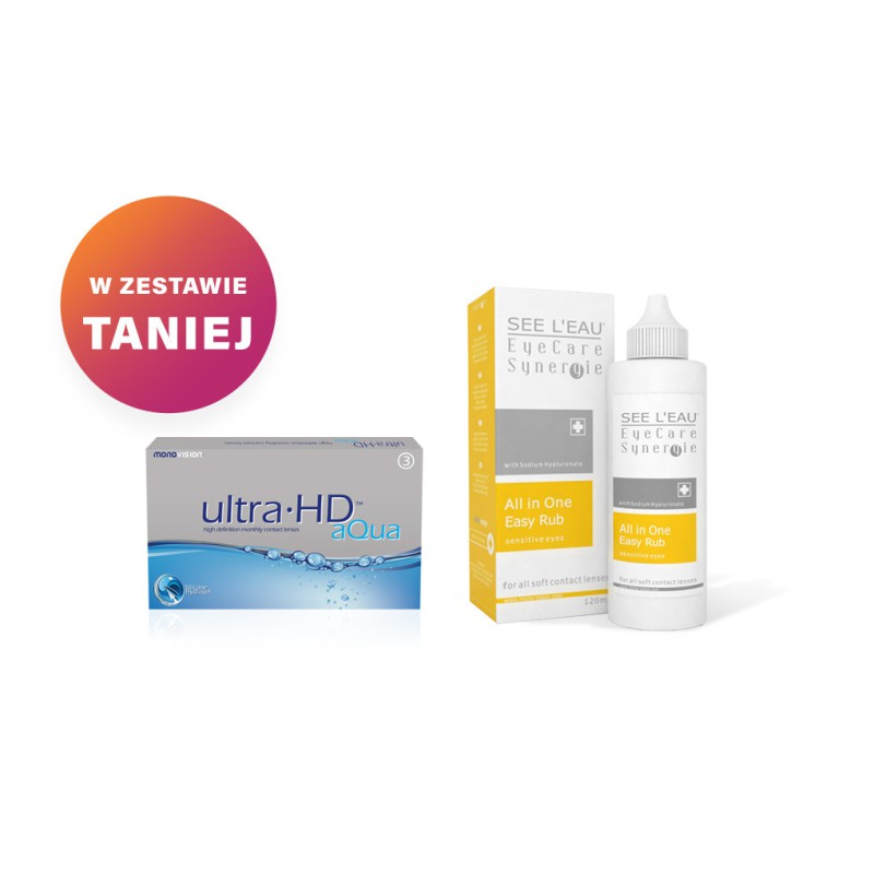 Zestaw Ultra HD™ Aqua - 3 soczewki + SEE L'EAU EyeCare Synergie 120ml Zestaw Ultra HD™ Aqua - 3 soczewki + SEE L'EAU EyeCare Synergie 120ml