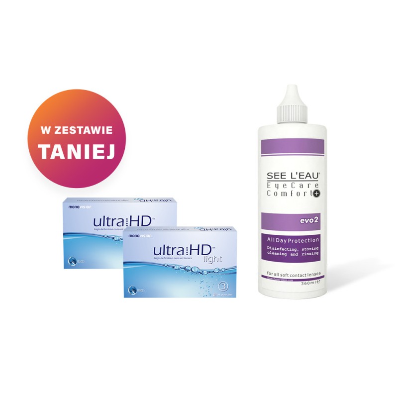 Zestaw 2x Ultra HD Light + SEE L'EAU EyeCare Comfort+ 360ml Zestaw 2x Ultra HD Light + SEE L'EAU EyeCare Comfort+ 360ml