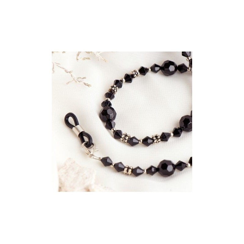 Łańcuszek do okularów koralik - czarny