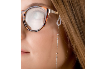 Łańcuszek do okularów kuleczka - srebrny