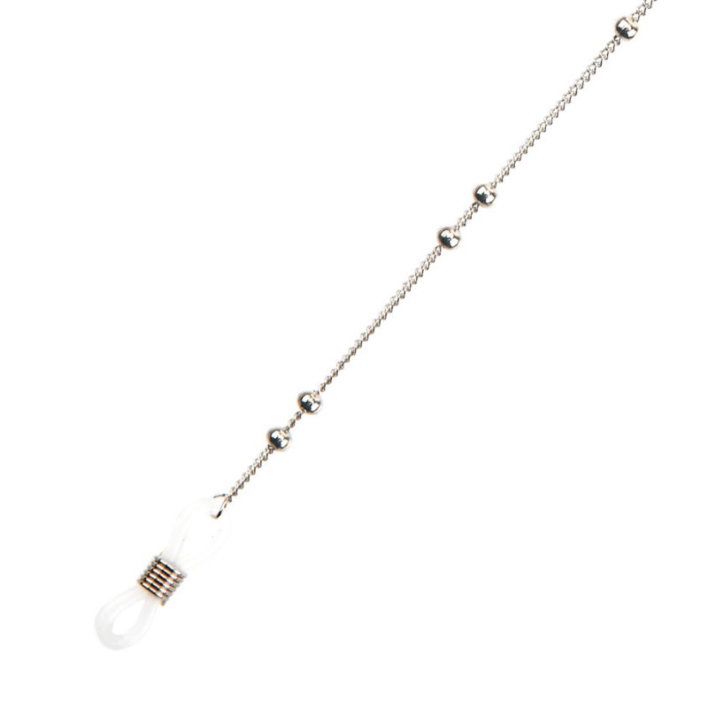 Łańcuszek do okularów kuleczka - srebrny