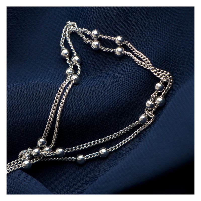 Łańcuszek do okularów kuleczka - srebrny