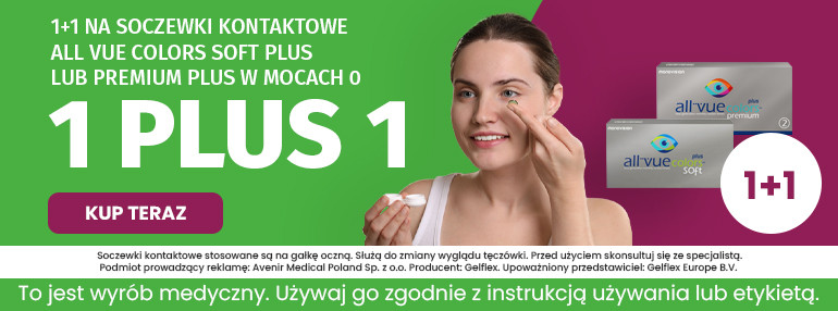 1+1 na soczewki zerówki All Vue Colors Premium Plus lub All Vue Colors Soft Plus